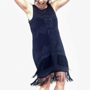 ANTHRO Staring At Stars Embroidered Fringe Dress